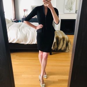 Elie Tahari black peplum zip-front dress sz 0